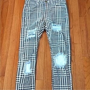 Zara Black and White Houndstooth Pants